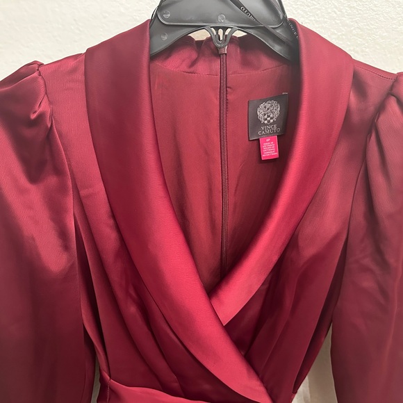 Elegant Burgundy Wrap Dress - Picture 7 of 8